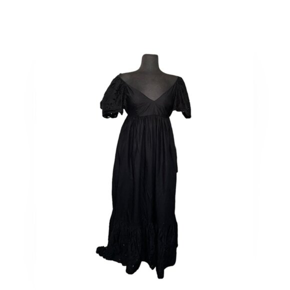 Zara Open Work Embroidered Dress Black Size Small - Picture 3 of 8